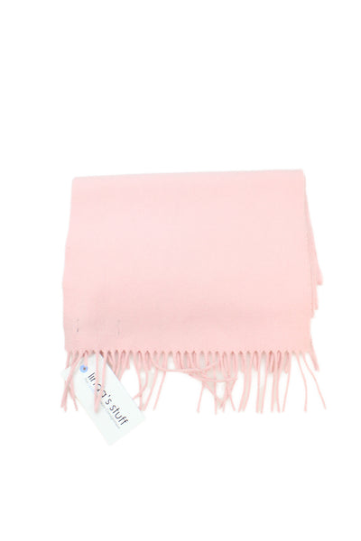Burberry London Women's Fringe Edge Cashmere Scarf Pink Size 60" X 12"