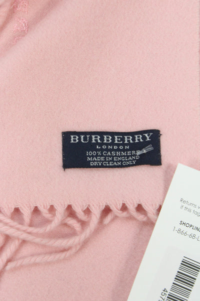 Burberry London Women's Fringe Edge Cashmere Scarf Pink Size 60" X 12"