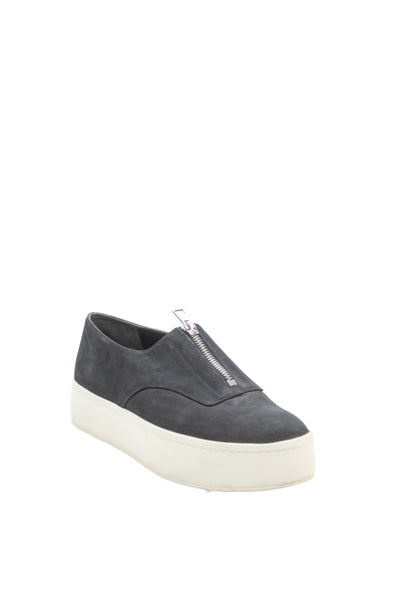Vince Women's Suede Platform Zip Closure Sneakers Black Size 7