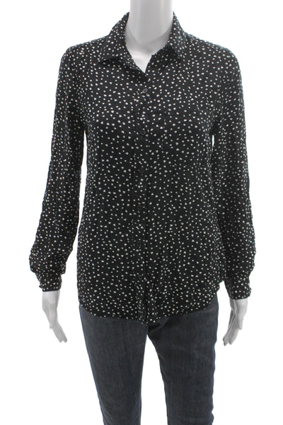 Beach Lunch Lounge Womens Black Collared Button-Up Long Sleeve Blouse Size S