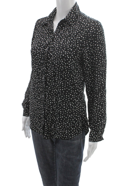 Beach Lunch Lounge Womens Black Collared Button-Up Long Sleeve Blouse Size S