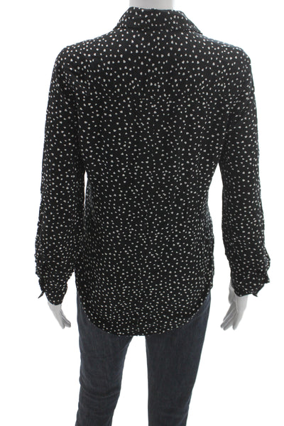 Beach Lunch Lounge Womens Black Collared Button-Up Long Sleeve Blouse Size S