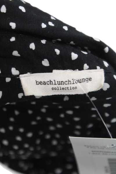 Beach Lunch Lounge Womens Black Collared Button-Up Long Sleeve Blouse Size S