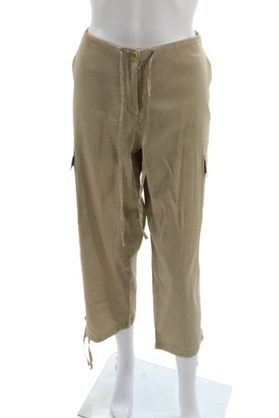 Theory Unisex Beige Army Capri Cargo Pants Button Linen Viscose Size M
