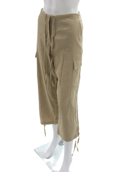 Theory Unisex Beige Army Capri Cargo Pants Button Linen Viscose Size M