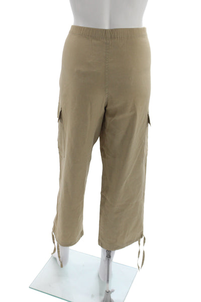 Theory Unisex Beige Army Capri Cargo Pants Button Linen Viscose Size M