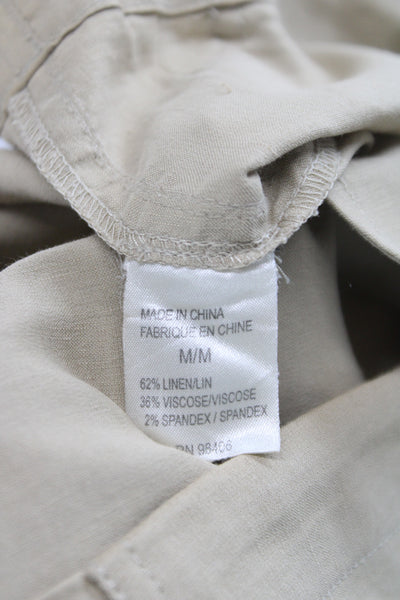 Theory Unisex Beige Army Capri Cargo Pants Button Linen Viscose Size M