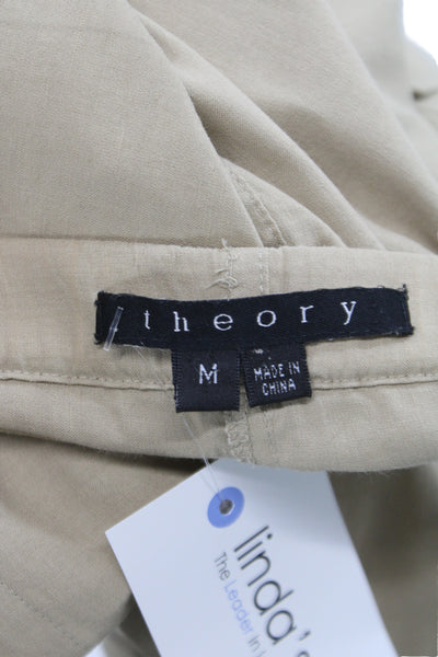 Theory Unisex Beige Army Capri Cargo Pants Button Linen Viscose Size M