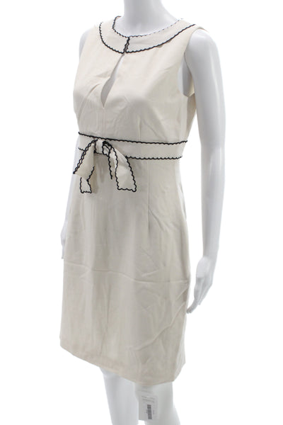 RED Valentino Women Sheath Dress Beige Collared Sleeveless Polyester Size S