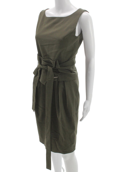 Scervino Street Women Sheath Pencil Dress Green Tie Sleeveless Size 8