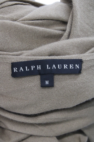 Ralph Lauren Black Label Women Wrap Dress Tan V-Neck Cashmere Silk Size M