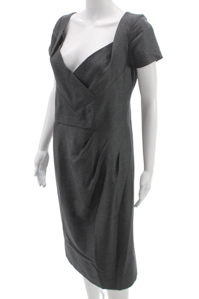 Dsquared2 Womens Sheath Pencil Dress Dark Gray Square Neck Short Sleeve Size 46