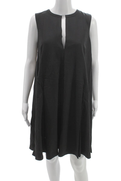 Vionnet Women Shift Tank Dress Black Virgin Wool Knee Length Size 40