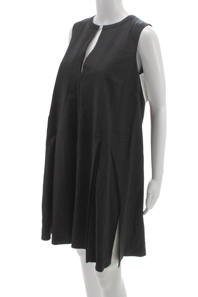 Vionnet Women Shift Tank Dress Black Virgin Wool Knee Length Size 40