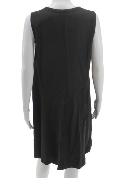 Vionnet Women Shift Tank Dress Black Virgin Wool Knee Length Size 40