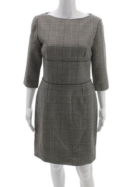 Stella McCartney Women Black Sheath Pencil Dress Hook Eye 3/4 Sleeve Size 42