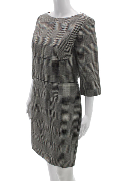 Stella McCartney Women Black Sheath Pencil Dress Hook Eye 3/4 Sleeve Size 42