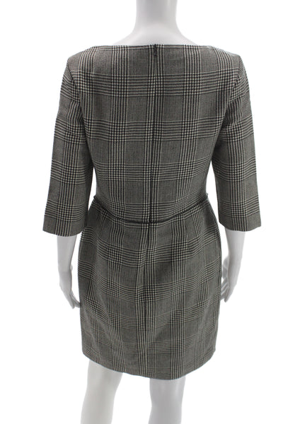 Stella McCartney Women Black Sheath Pencil Dress Hook Eye 3/4 Sleeve Size 42