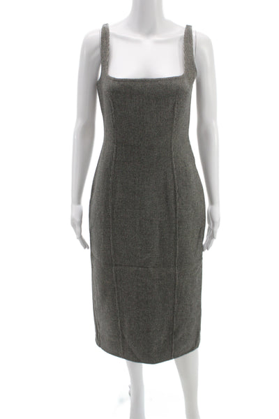 Dsquared2 Women Sheath Pencil Dress Dark Gray 100% Wool Square Neck Size 44