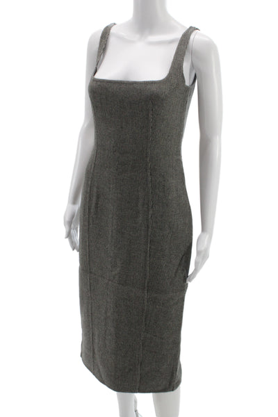 Dsquared2 Women Sheath Pencil Dress Dark Gray 100% Wool Square Neck Size 44