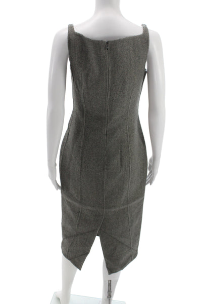 Dsquared2 Women Sheath Pencil Dress Dark Gray 100% Wool Square Neck Size 44