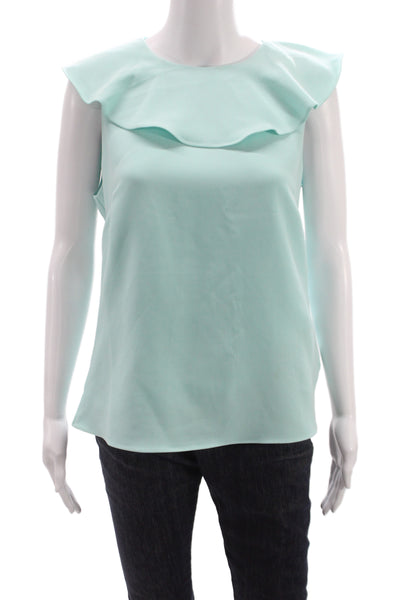 STS Sail To Sable Women Light Blue Sleeveless Blouse Zip Round Neck Size M