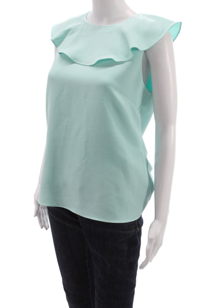 STS Sail To Sable Women Light Blue Sleeveless Blouse Zip Round Neck Size M