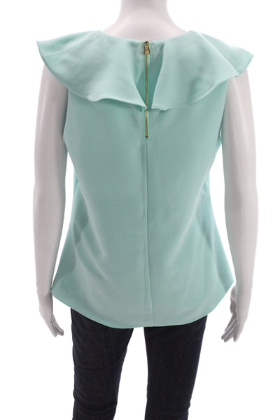 STS Sail To Sable Women Light Blue Sleeveless Blouse Zip Round Neck Size M