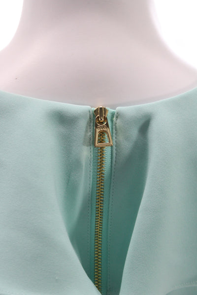STS Sail To Sable Women Light Blue Sleeveless Blouse Zip Round Neck Size M