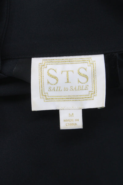 STS Sail To Sable Womens Black Mock Neck Sleeveless Blouse Classic Size M