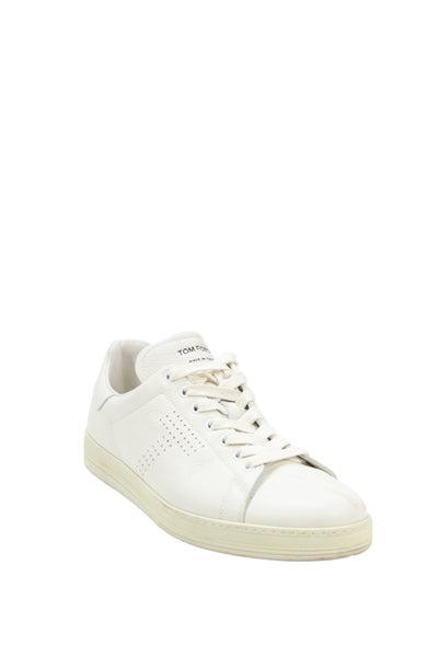 Tom Ford Mens Leather Low Top Lace Up Sneakers White Size 10