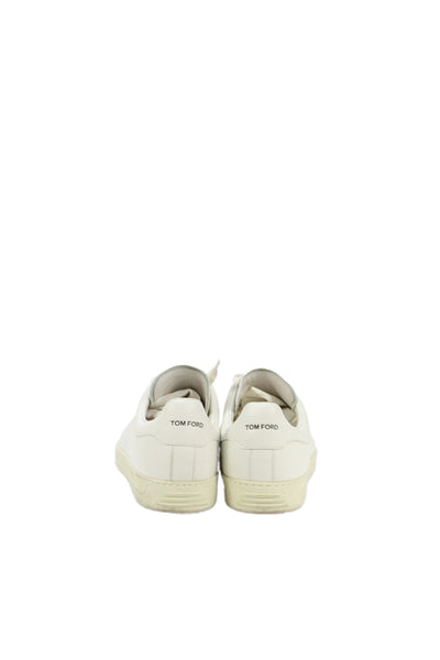 Tom Ford Mens Leather Low Top Lace Up Sneakers White Size 10