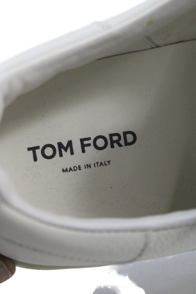 Tom Ford Mens Leather Low Top Lace Up Sneakers White Size 10