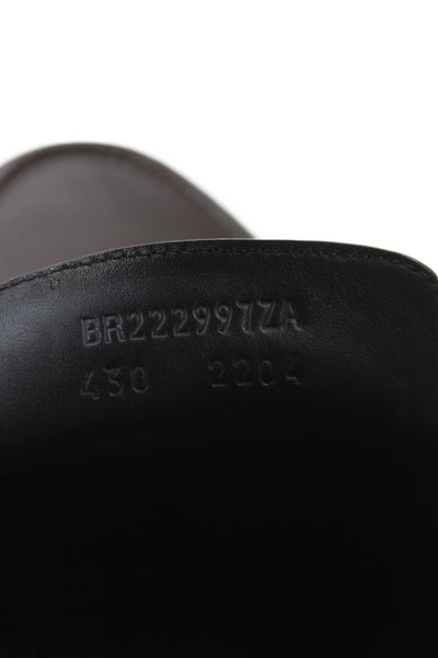Hermes Mens Leather Buckle Side Slide On Dress Loafers Brown Size 10