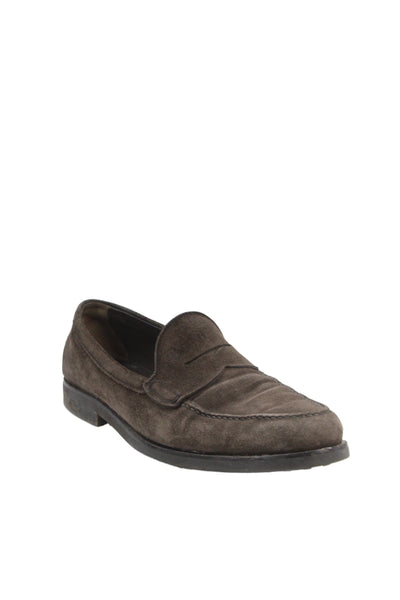 Tods Mens Suede Slide On Casual Loafer Shoes Brown Size 8.5