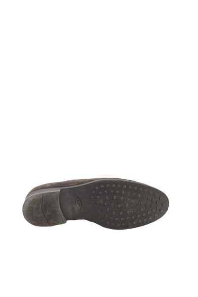 Tods Mens Suede Slide On Casual Loafer Shoes Brown Size 8.5