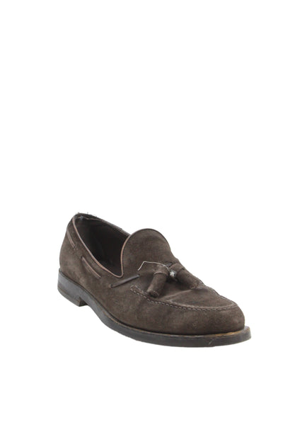 Tods Mens Suede Slide On Casual Loafer Shoes Brown Size 8