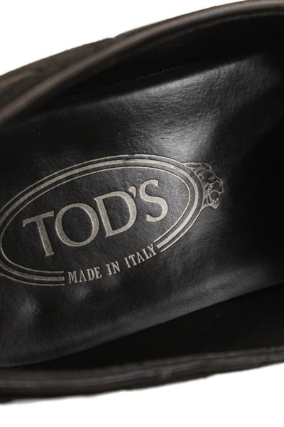 Tods Mens Suede Slide On Casual Loafer Shoes Brown Size 8
