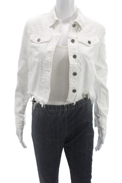 Hidden Women White Collared Button Jacket Long Sleeve 70% Cotton Size XS