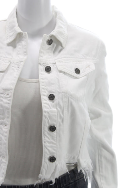 Hidden Women White Collared Button Jacket Long Sleeve 70% Cotton Size XS