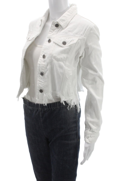 Hidden Women White Collared Button Jacket Long Sleeve 70% Cotton Size XS