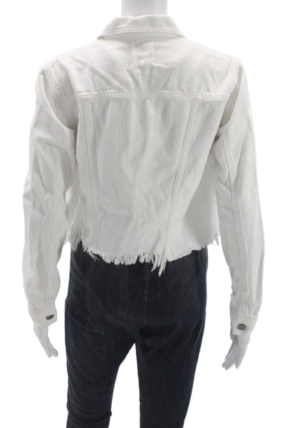 Hidden Women White Collared Button Jacket Long Sleeve 70% Cotton Size XS