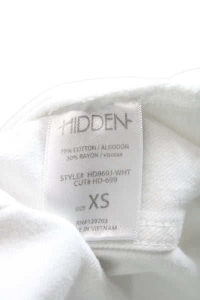 Hidden Women White Collared Button Jacket Long Sleeve 70% Cotton Size XS