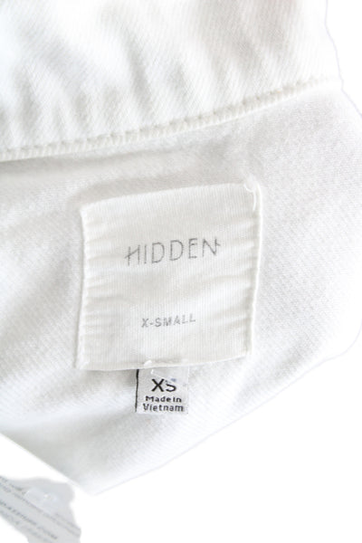 Hidden Women White Collared Button Jacket Long Sleeve 70% Cotton Size XS