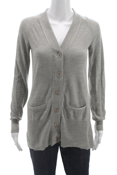 Peter Som Unisex Gray Cotton V Neck Button Long Sleeve Cardigan Size XS