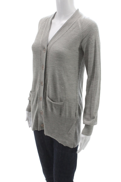 Peter Som Unisex Gray Cotton V Neck Button Long Sleeve Cardigan Size XS