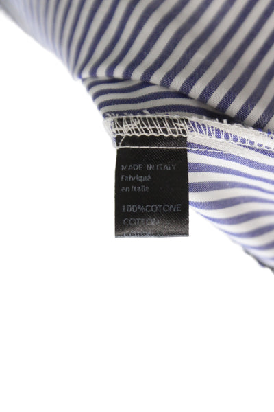 Barneys New York Women Striped Cotton Button-Up White Long-Sleeve Size 38