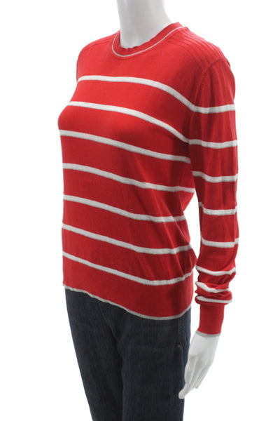 La Ligne Unisex Red Striped Cotton Pullover Sweater Long Sleeve Size XS