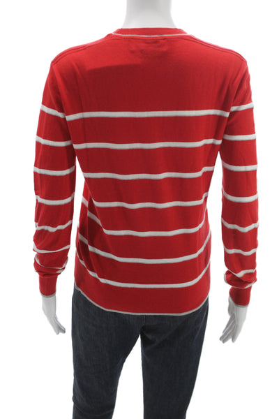 La Ligne Unisex Red Striped Cotton Pullover Sweater Long Sleeve Size XS