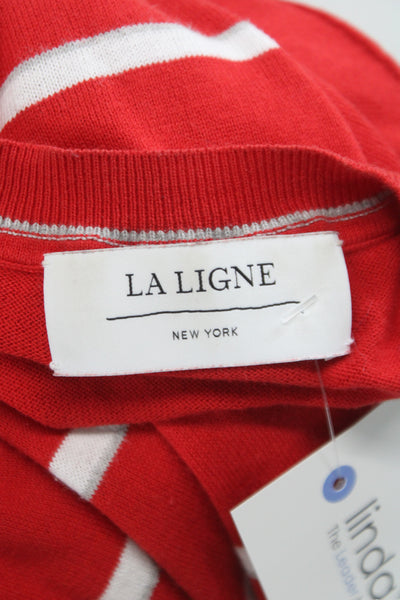 La Ligne Unisex Red Striped Cotton Pullover Sweater Long Sleeve Size XS